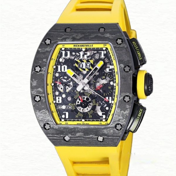 Richard Mille RM 011 Super Clone Automatic Men Watch Rubber Band Carbon Fiber