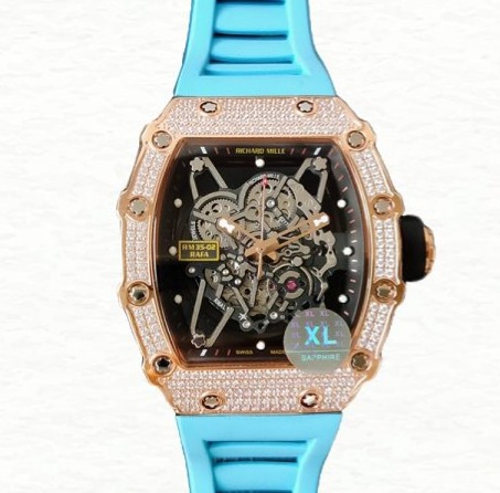 Richard Mille Super Clone RM35-02 Mechanical Men Transparent Dial Diamond Bezel