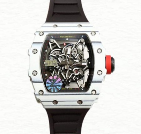 Richard Mille Super Clone RM35-02 Mechanical Men Transparent Dial Carbon Fiber Rubber Band